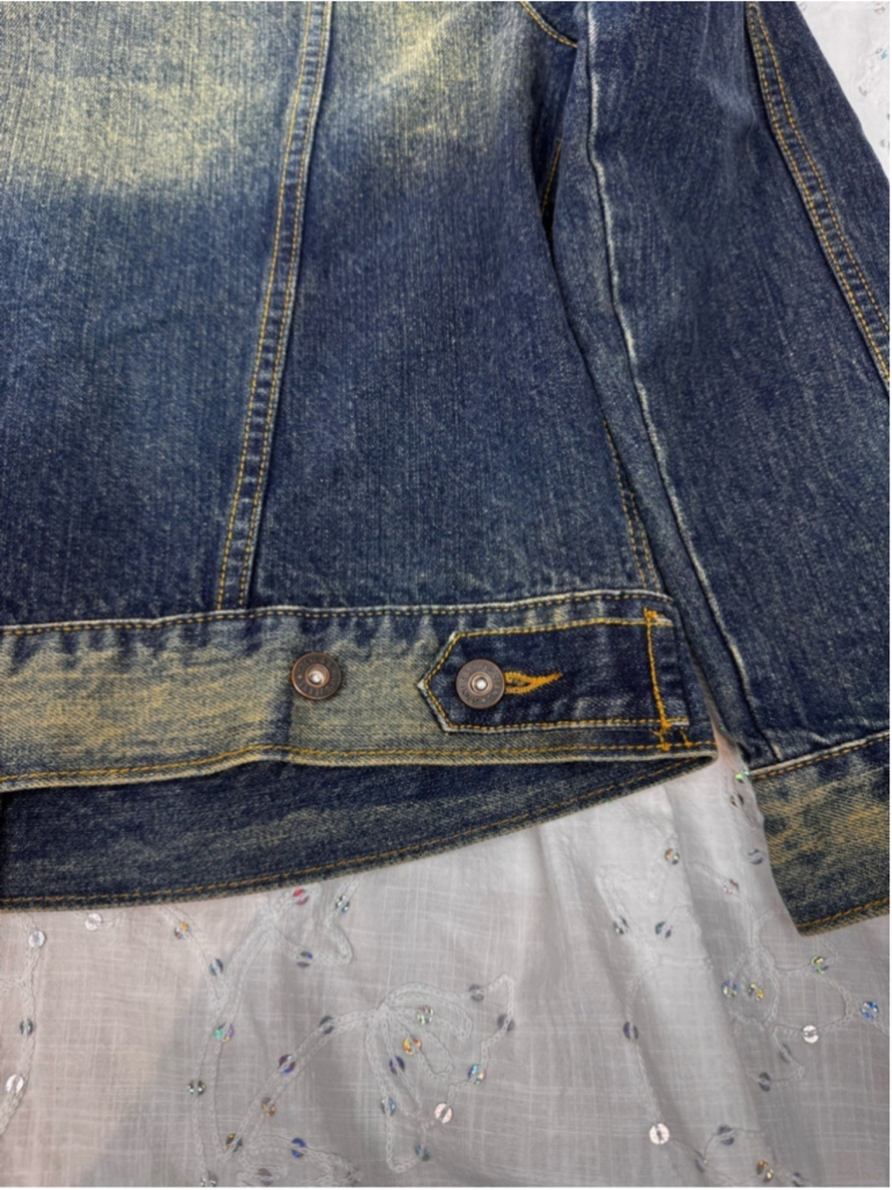 Y2K Steve & Barry’s Distressed Dark Wash Denim Jacket XXL - Picture 6 of 6
